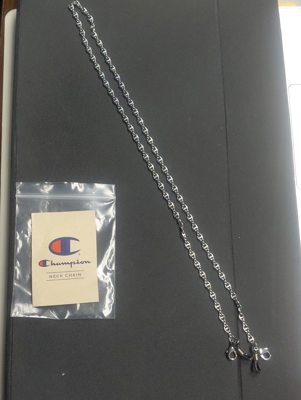 Champion Silver Tone Chain Necklace with Branded Tag